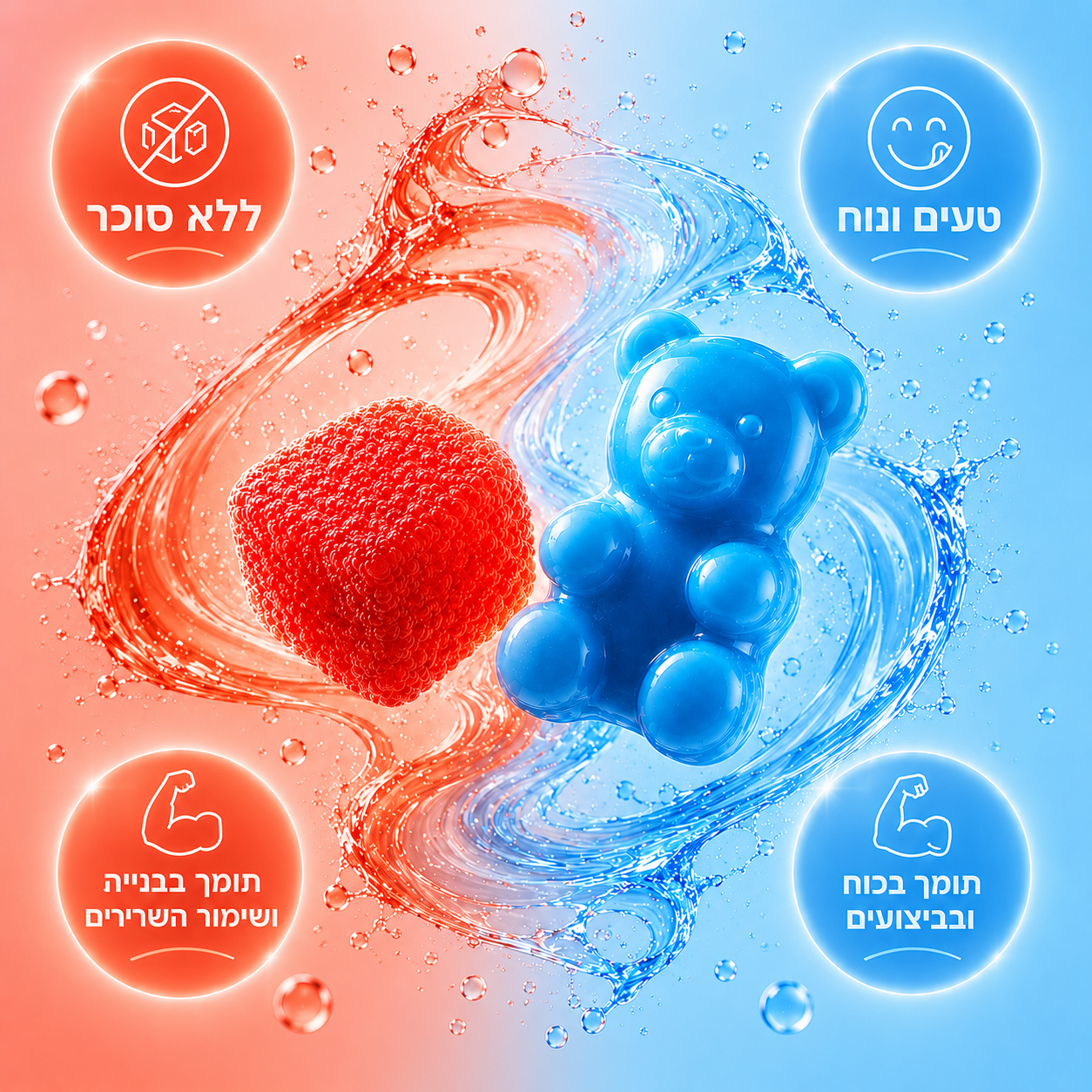 יתרונות המארז PROTEIN+ + CREATINE — ללא סוכר, תומך בבניית ושימור השרירים, תומך בכוח וביצועים